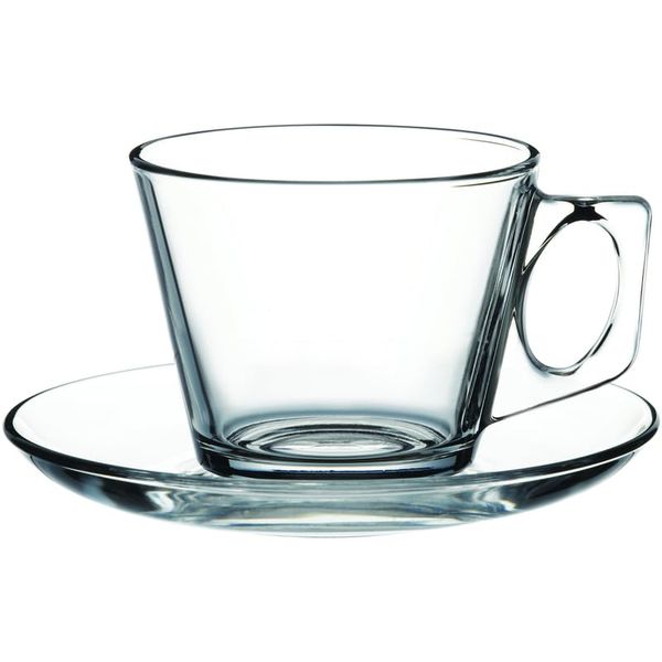 Cup &amp; Saucer Set 12 Piece Glass Vela