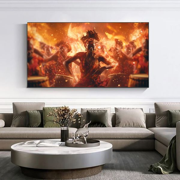 hest measurements: Canvas Wall Art - Rhythmic Fire Explosive Dance - 0343