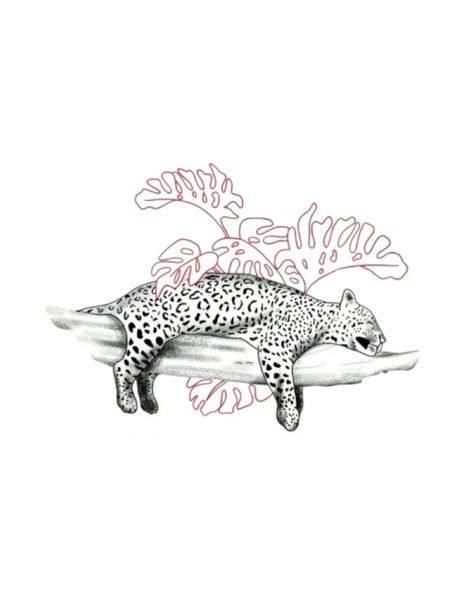 1 Piece - Monstera Leaf Jungle Leopard Design Temporary Tattoo - Multicolor
