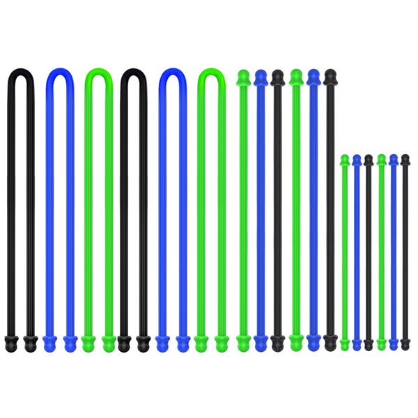 18Pcs Reusable Silicone Cable Organizer Cord Organizer (6in,12in,18in)