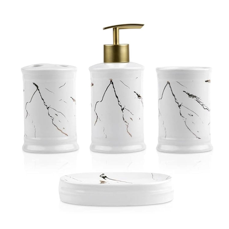 NEW 4Pc store Genuine Marble Bath Set