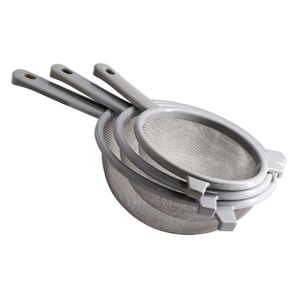 Regent Kitchen Strainer S/S With Plastic Frame Grey 3 Piece Set 15/18/21cmD