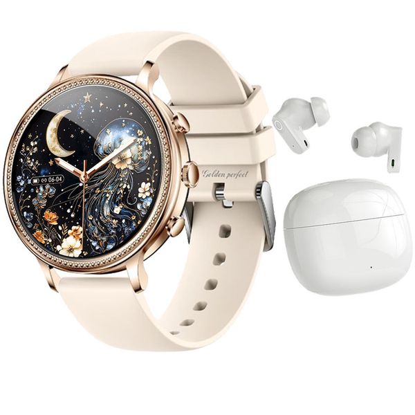 1.39-Inch Smartwatch &amp; Bluetooth Earphones Set for Women, Dual Straps
