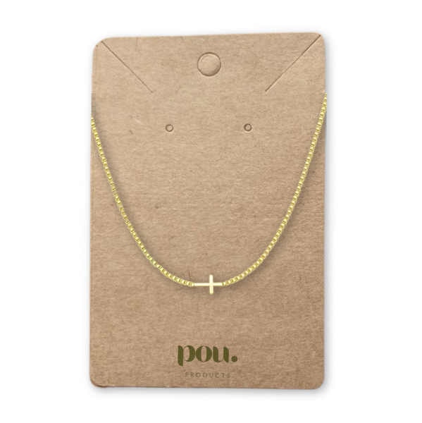 POU Gold Plated Stainless Steel Minimalist Cross Necklace