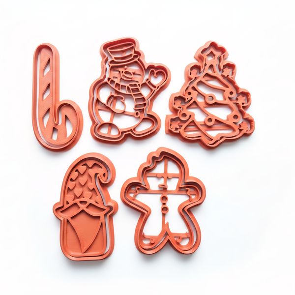 5-Piece Christmas Cookie Cutter Set - Medium (8 cm) Snowman, Tree and more