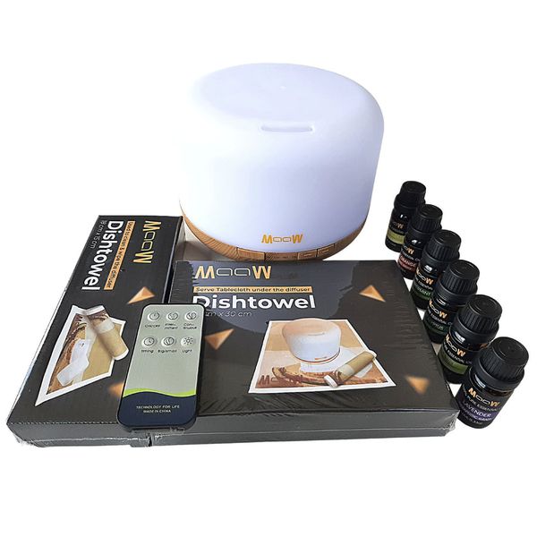 MAAW 6 Essential Oils &amp; 2 Towels + 600ml LED Diffuser Set - Remote Control