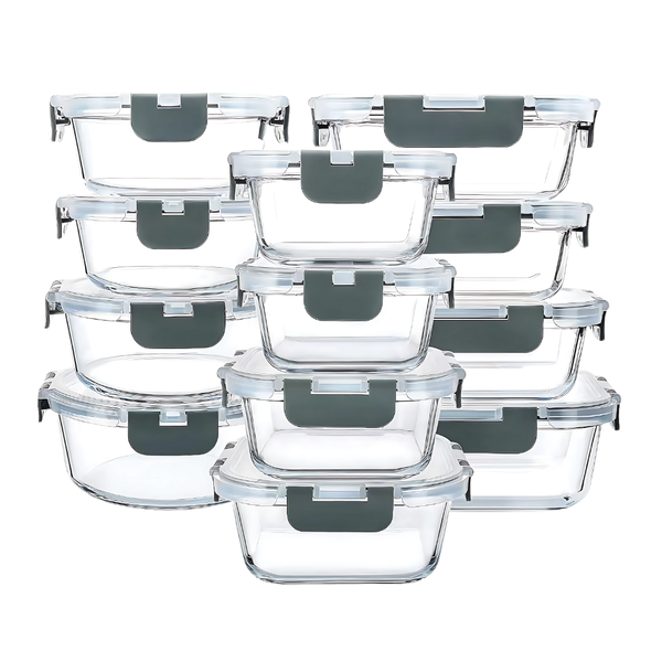 12-Piece Glass Food Storage Containers Set With Airtight Lids
