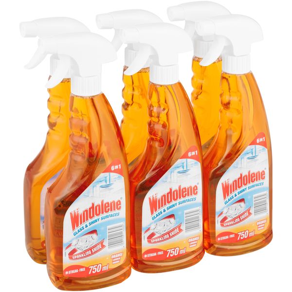 Windolene 6 x 750ml, Glass &amp; Shiny Surface Cleaner - Orange
