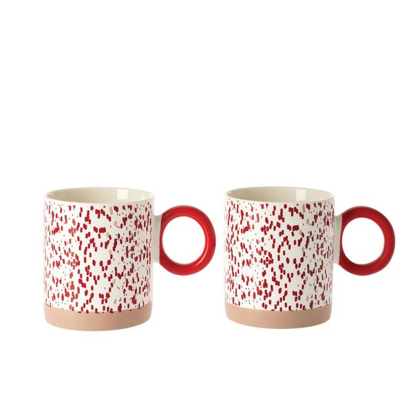 George &amp; Mason - Stipple Print Mug 2 Piece - 400ml - Red
