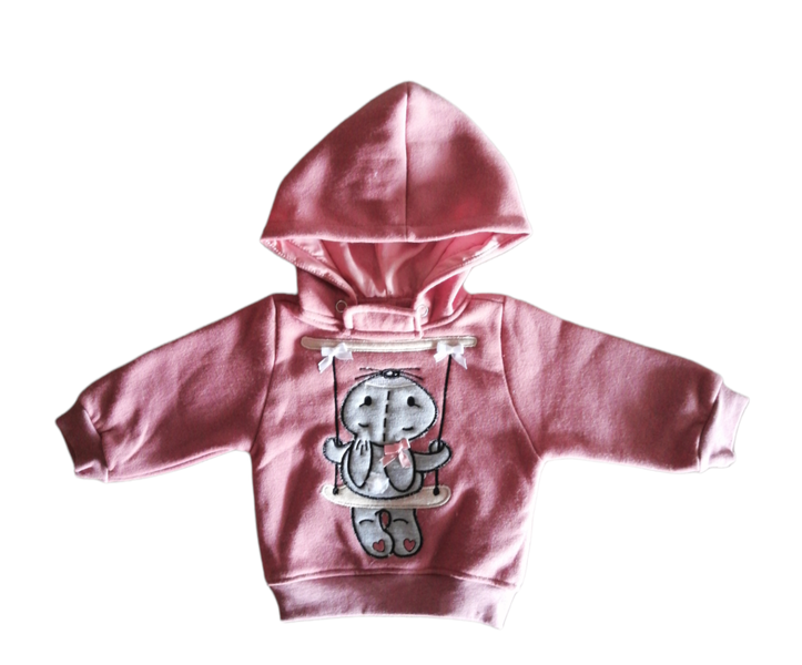 Little Leila -bunny on swing hoodie - baby girl