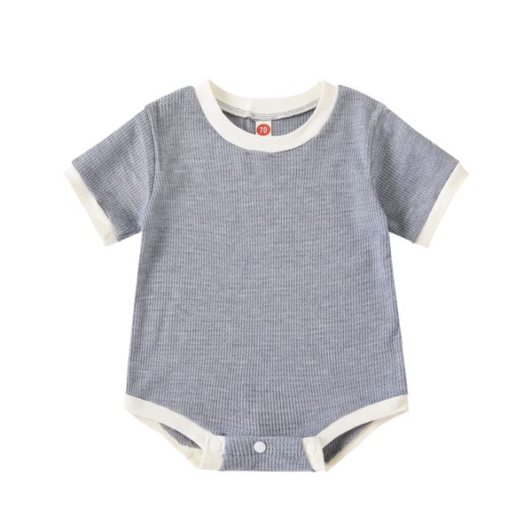 Baby Grey Triangle Romper with Snap Closure-Breathable Cotton for 6-12M