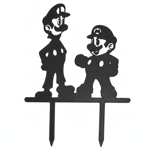 Mario &amp; Luigi Cake Topper - Black