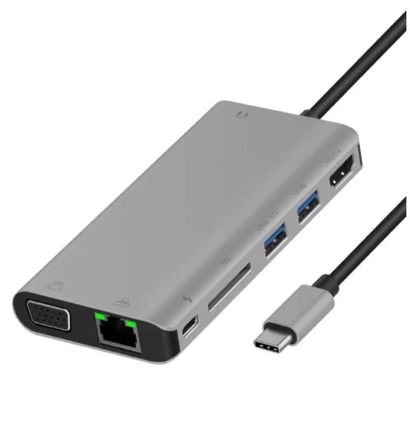 8 In 1 USB-C Multi-Function Dock Station with 4K-HDMI VGA USB 3.0 usb c GD