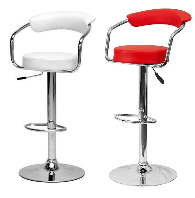 2 Pieces Adjustable Height Barstool with Arms and Chrome Base Buy