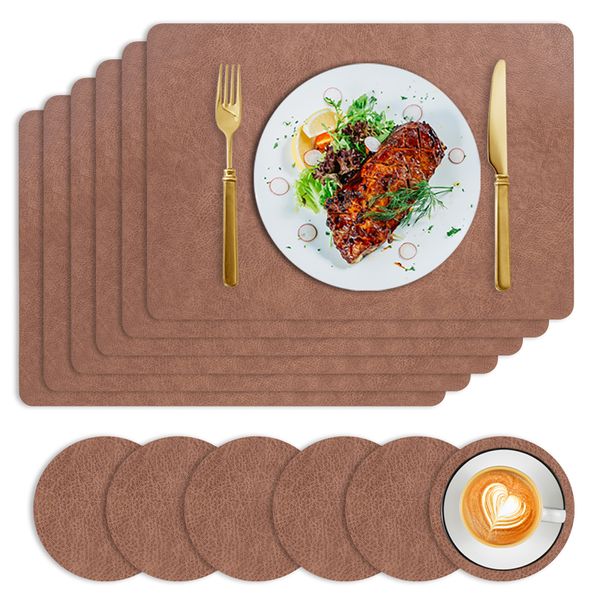 ICCNO 6pc Placemats and Coasters Heat Resistant Table Mat Placemat Coaster