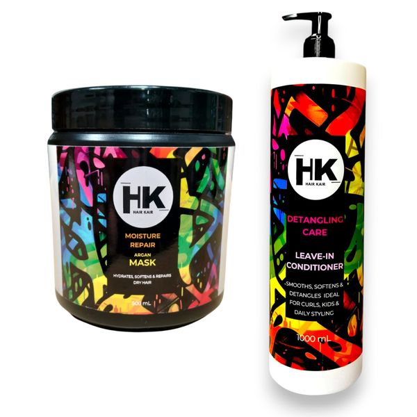 HK Argan Hair Mask 500g &amp; Detangling Leave-In Conditioner Duo (250ml)