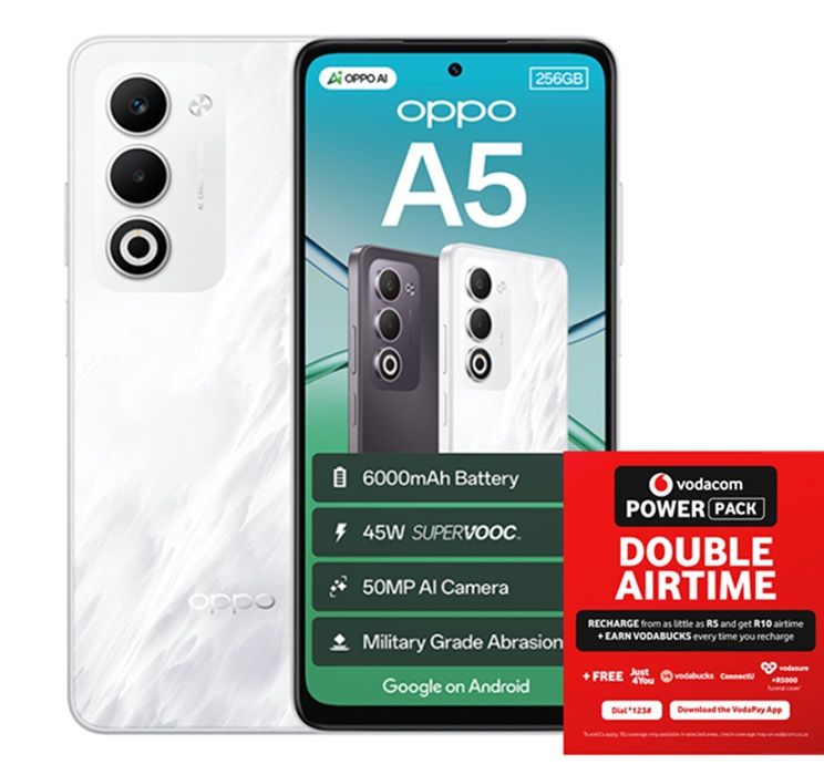 OPPO A5 256GB LTE Dual Sim - Mist White + Vodacom SIM Card Pack