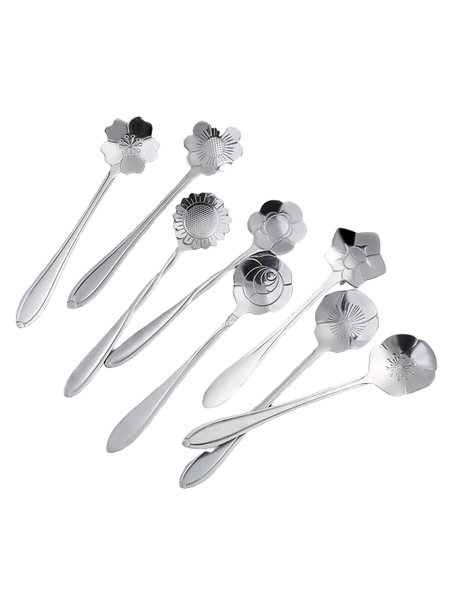 Flower Design Spoon - 8 Piece