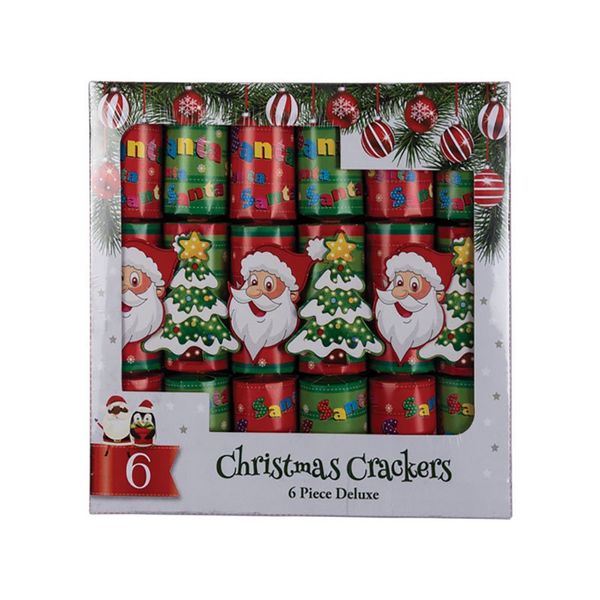 Red &amp; White Delux Christmas Crackers (6 Pack) - Set of 2