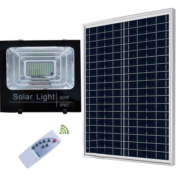 LED Flood Light(Battery Built In)-60W/6500K With Solar Panel