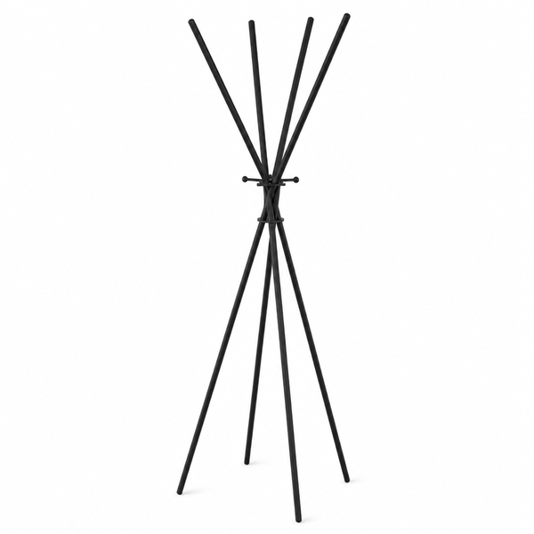 Coat Rack for Entryway Black Metal with Multiple Hooks 60x53x171cm