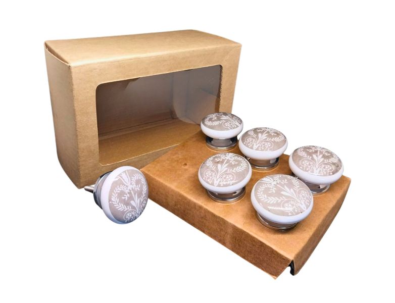 Elegant Themed Ceramic Drawer/Cabinet Knobs - (Set of 6 Piece)