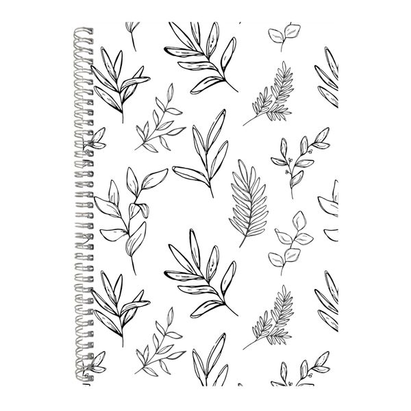 Leaf A4 Notebook Spiral Lined Black and White Graphic Notepad Present 133
