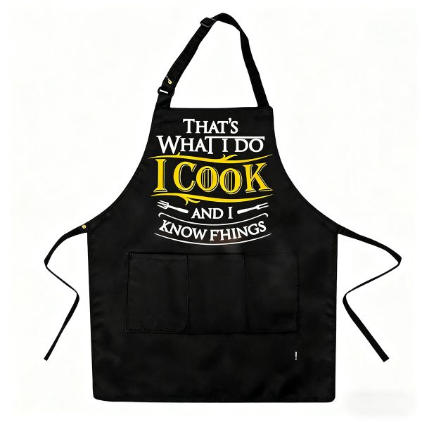 Chef Aprons for Men Women Adjustable with 3 Pockets BBQ Cooking Chef Apron