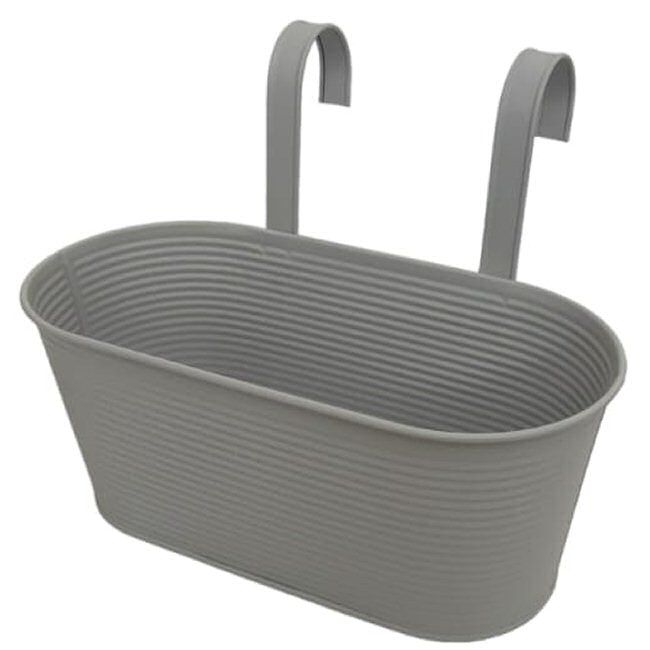 PH Garden - Metal Oval Hanging Plant Pot Grey