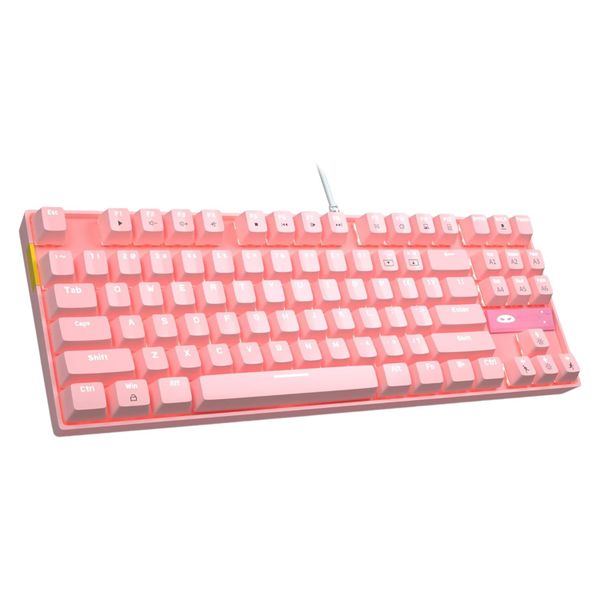 Mechanical Curved Gaming Keyboard With 20 Backlit Modes - Pink