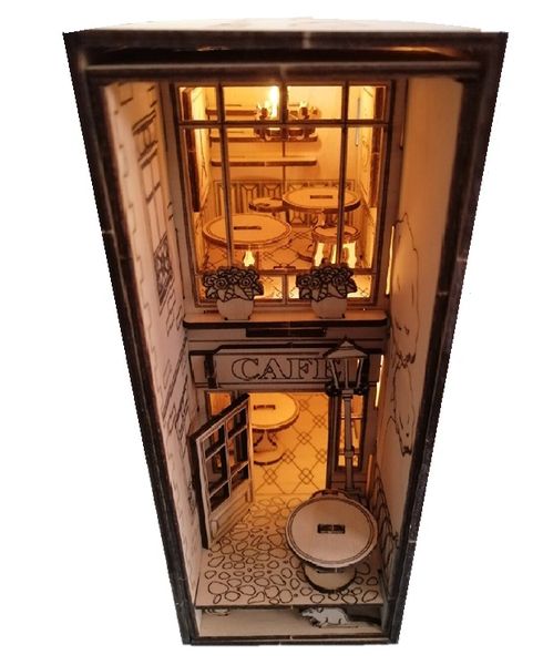 Book Nook French Cafe 3D Puzzle Wooden 3D Model Everything Laser