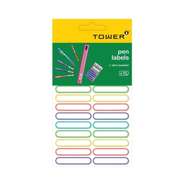 Tower Waterproof Pen Labels Set of 52