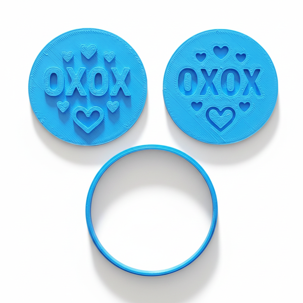 XOXO Fondant Stamp &amp; Cutter Set - Valentine's Day - 3-Piece - 6cm