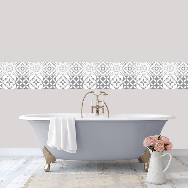 Grey Tile Wall Stickers - Set of 24