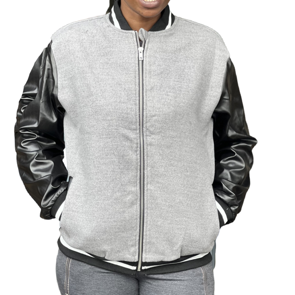 Varsity Warm Jacket-Grey Sleeve