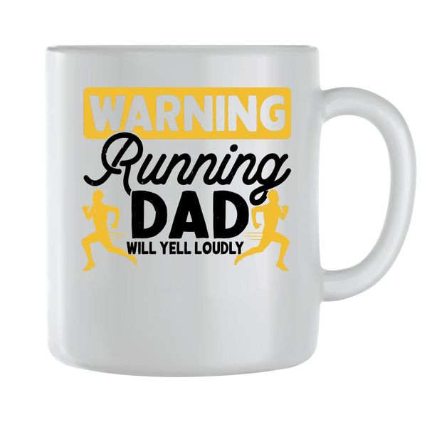 Yell Dad Coffee Mugs for Men Women with Running Graphic Saying Cup Gift 176