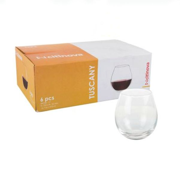 Wine or Gin Stemless Glasses Set of 6
