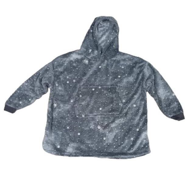 Kids Fleece Hoodie With Stars/Glow In The Dark - Grey