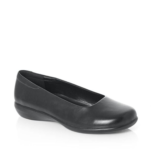Green Cross Ladies Flat Pump - Black 52092