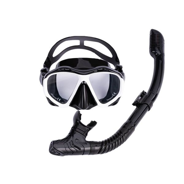 Adult Snorkel Mask Set with Dry Top Snorkel-Anti-Fog Tempered Glass