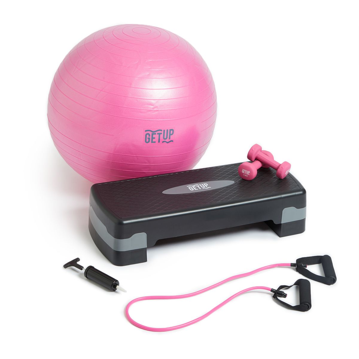 Fitness Equipment Yoga Mat Pilates Ball Ankle Puller Set - Pink