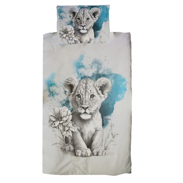 Blue Lion Cub Cot Duvet Set By Nathan Pieterse image