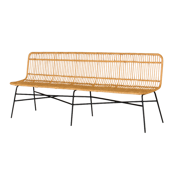 Simple Spaces Natural Rattan 4 Seater Bench / Sofa For Outdoor and Indoor