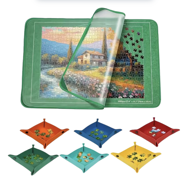 Portable Puzzle Board with Cover &amp; Sorting Trays