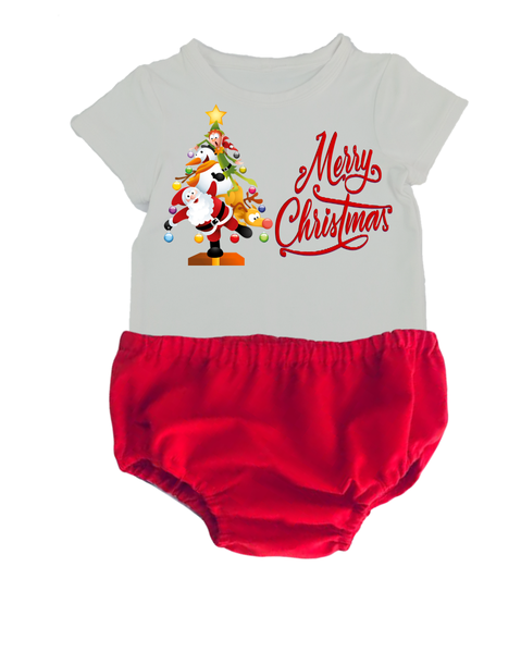 Christmas Outfit-Red Nappy Cover-Cute Tree