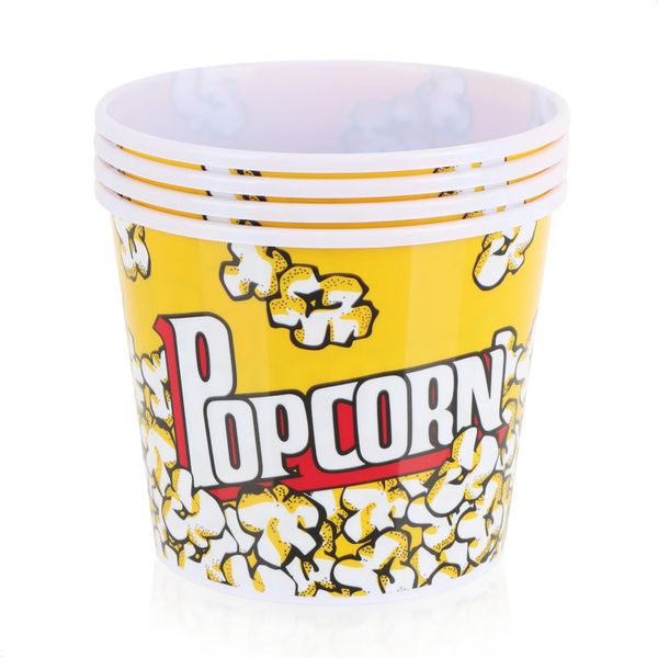 Mini Reusable Plastic Party Pack Popcorn Buckets 12cm x 14.5cm (4 Piece)