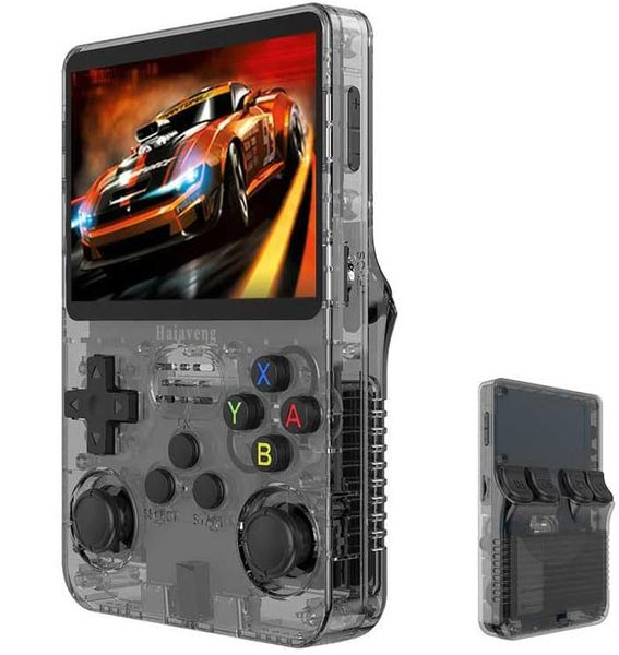 R36S Handheld Video Game Console with 15k Games + 64 GB SD - Black