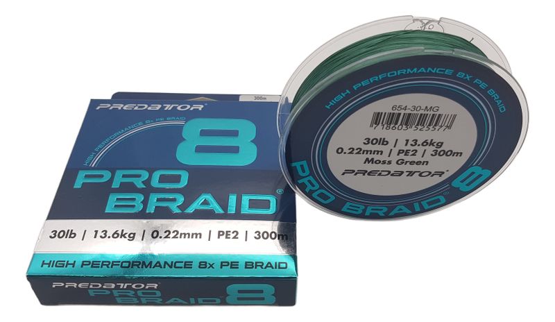 Predator Pro Braid 30lb 13.6kg Moss Green 300m 8x PE Fishing Line