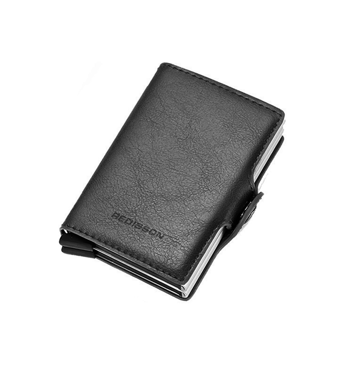 RFID Blocking Auto Pop Up PU Leather Double Credit Card Holder Wallet