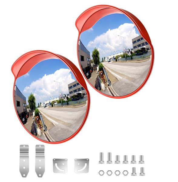 Wide-Angle Road Corner Safety Mirror - Indoor/Outdoor - 60cm - 2 Piece